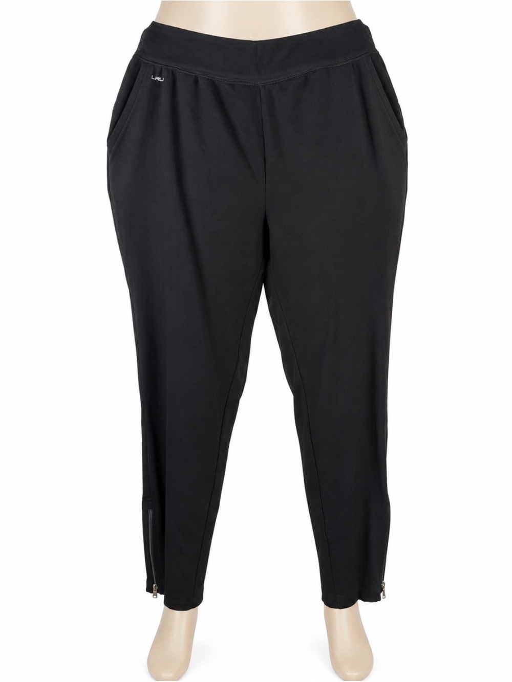 Lauren Ralph Lauren Black Stretch Zip-Hem Joggers Size 2X